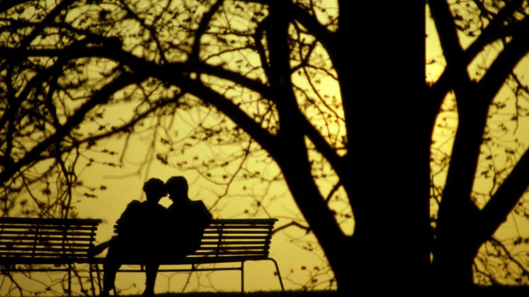 photography, Couple, Love, Tree, Silhouette, Romance, Bench, Park HD Wallpaper Desktop Background