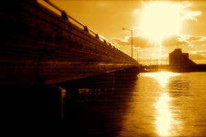 bridge, At, Sunset