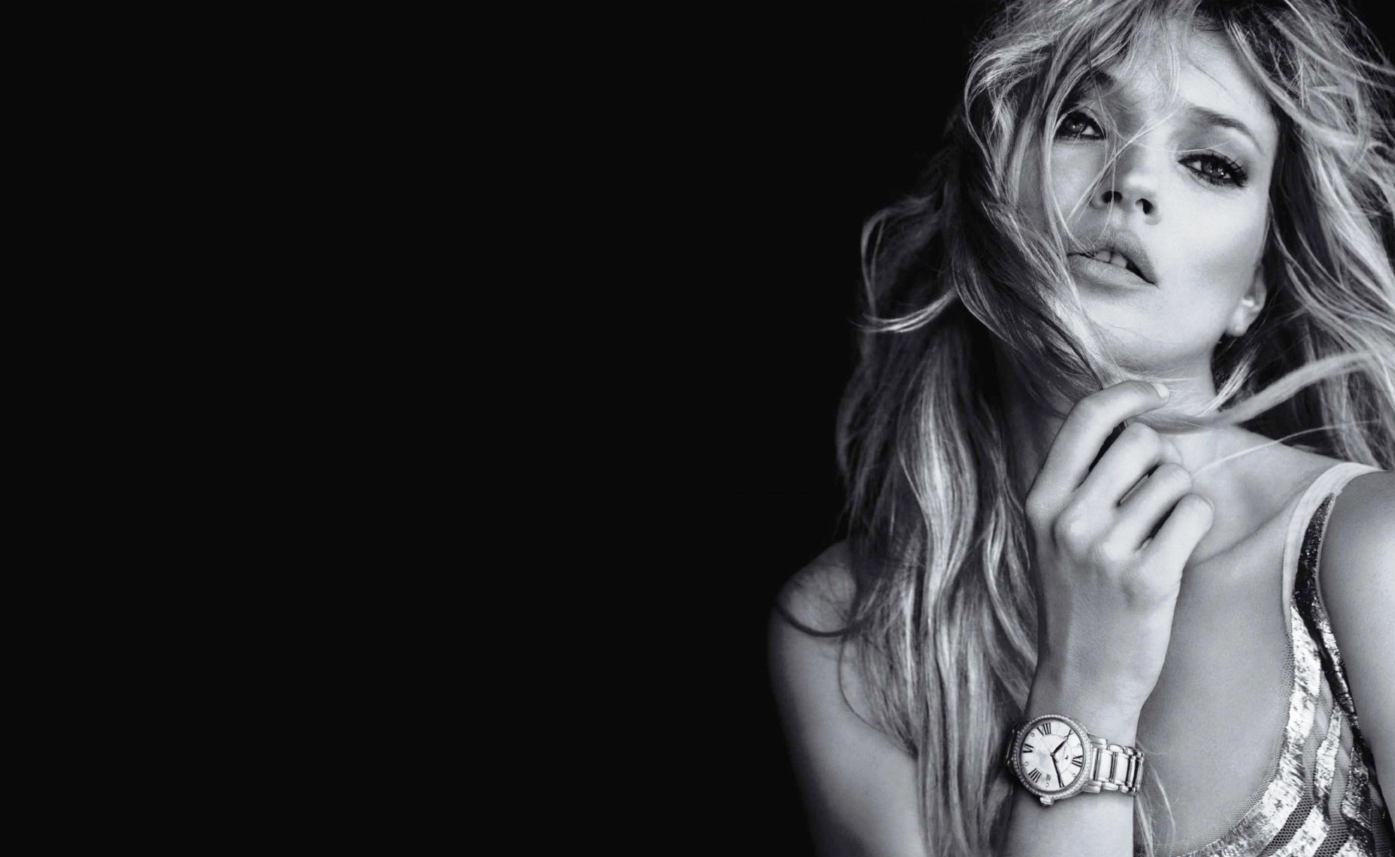 women, Models, Fashion, Kate, Moss, Monochrome, Watches, Greyscale Wallpaper