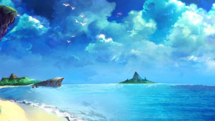 chrono, Trigger, Beach, Drawing, Blue, Ocean HD Wallpaper Desktop Background