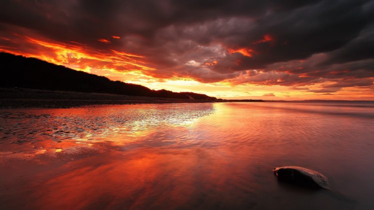 beach, Sunset, Clouds, Reflection, Sky HD Wallpaper Desktop Background