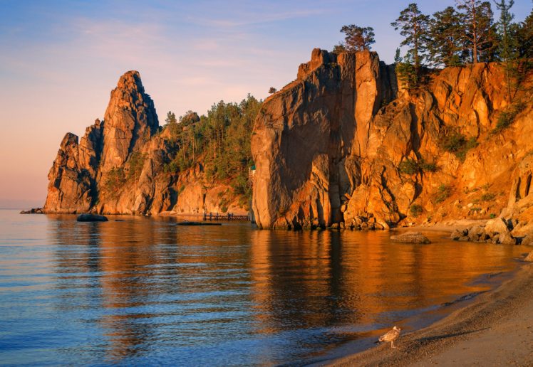lake, Russia, Rocks, Beach, Shore HD Wallpaper Desktop Background