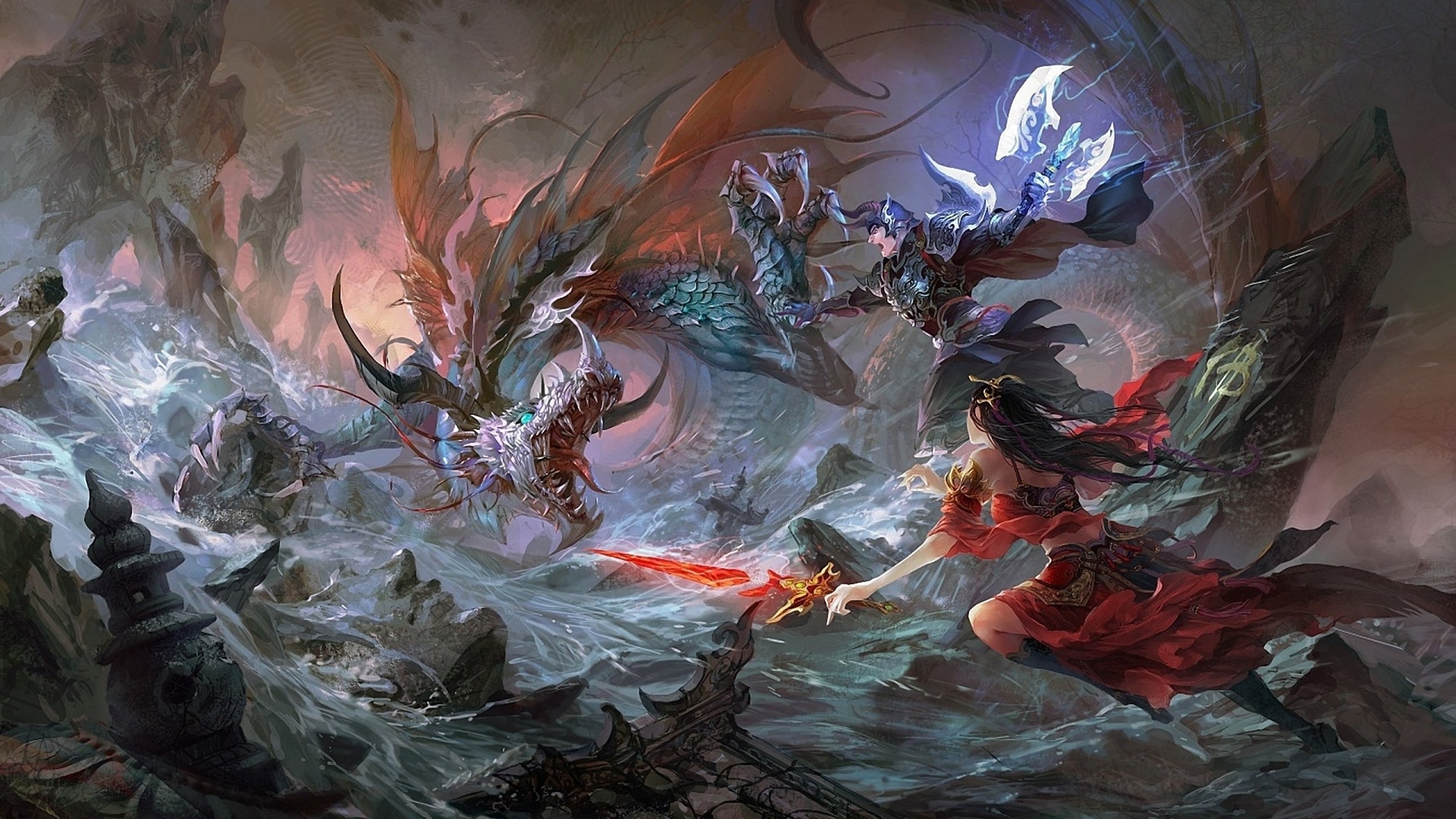 fantasy, Battle, Fighting, Warrior, Action, Art, Artwork Wallpaper