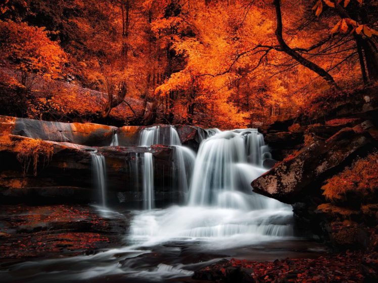 waterfall, River, Landscape, Nature, Waterfalls, Autumn HD Wallpaper Desktop Background