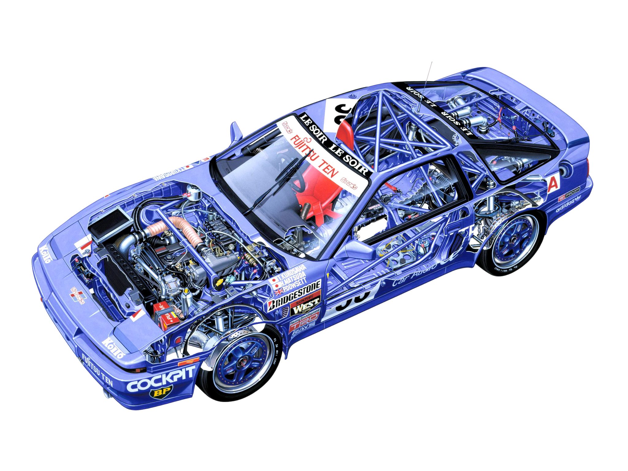 sportcars, Cutaway, Technical, Cars, Toyota, Supra, Group a, 1990 Wallpaper