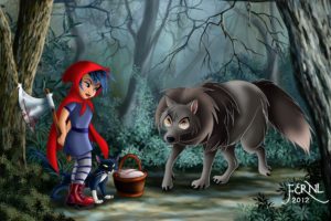 art, Red, Riding, Hood, The, Wolf, The, Ax, The, Cat, Krzina
