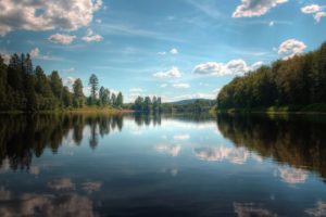 sky, Summer, Clouds, Nature, Beauty, Lake, Forest, Tree