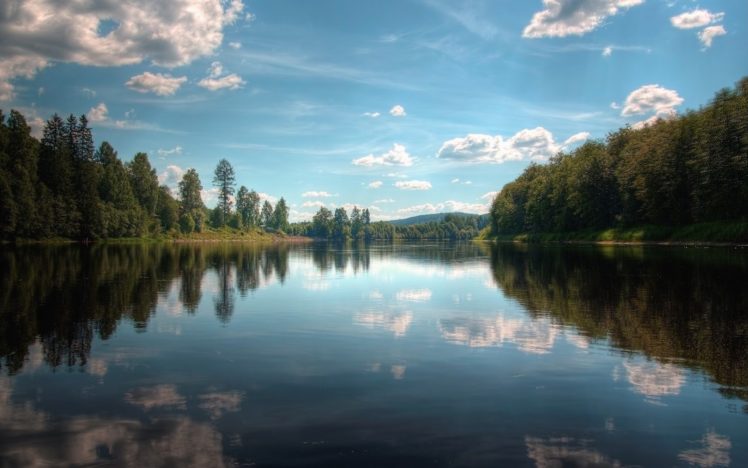 sky, Summer, Clouds, Nature, Beauty, Lake, Forest, Tree HD Wallpaper Desktop Background