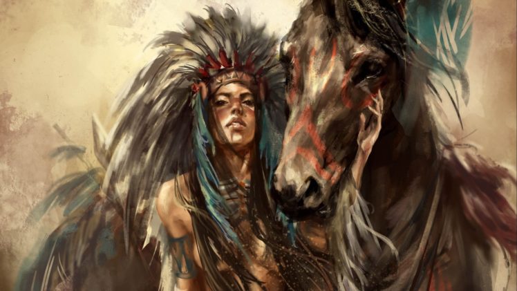 artistic, Art, Artwork, Women, Female, Girl, Girls, Woman, Native, American, Indian HD Wallpaper Desktop Background