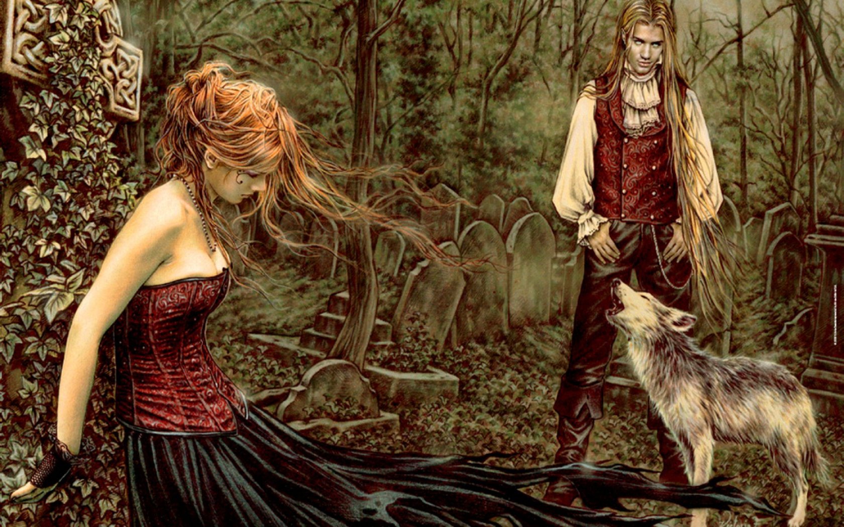 graveyard, Vampires, Wolf Wallpaper