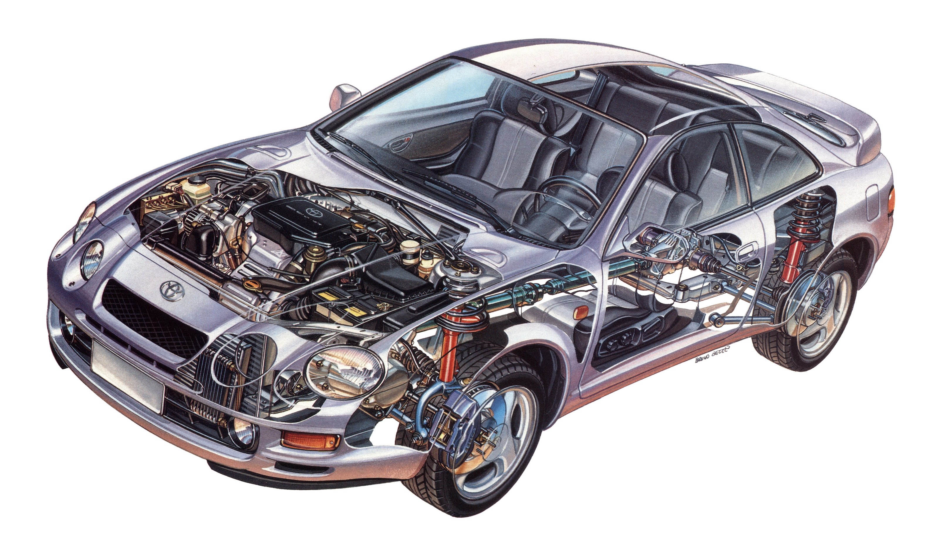 toyota, Celica, Gt, Coupe, Cars, Technical, Cutaway Wallpaper