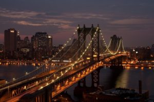 manhattan bridge new york city usa night photo