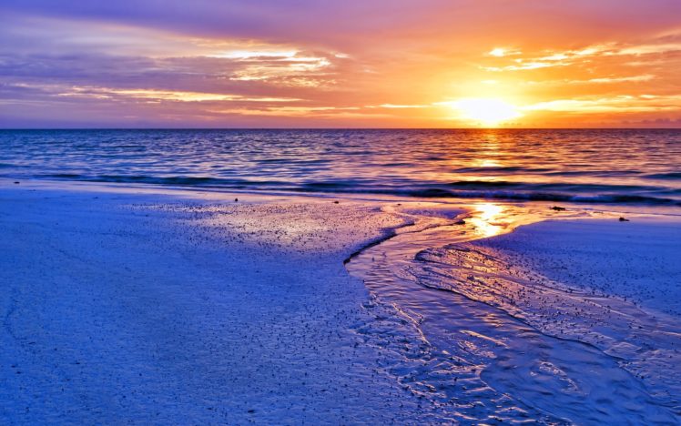 sunset, Beach, Ocean HD Wallpaper Desktop Background