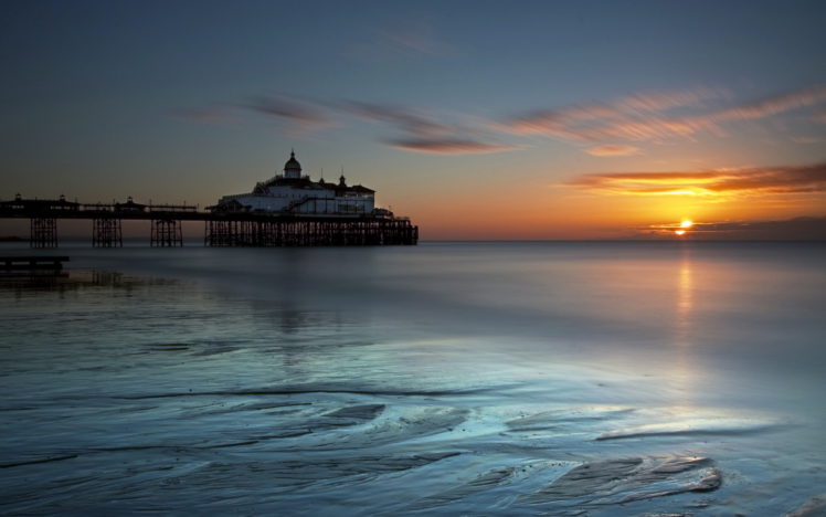 england, Eastbourne, Sea, Sunset, Landscape, Beaches, Ocean HD Wallpaper Desktop Background
