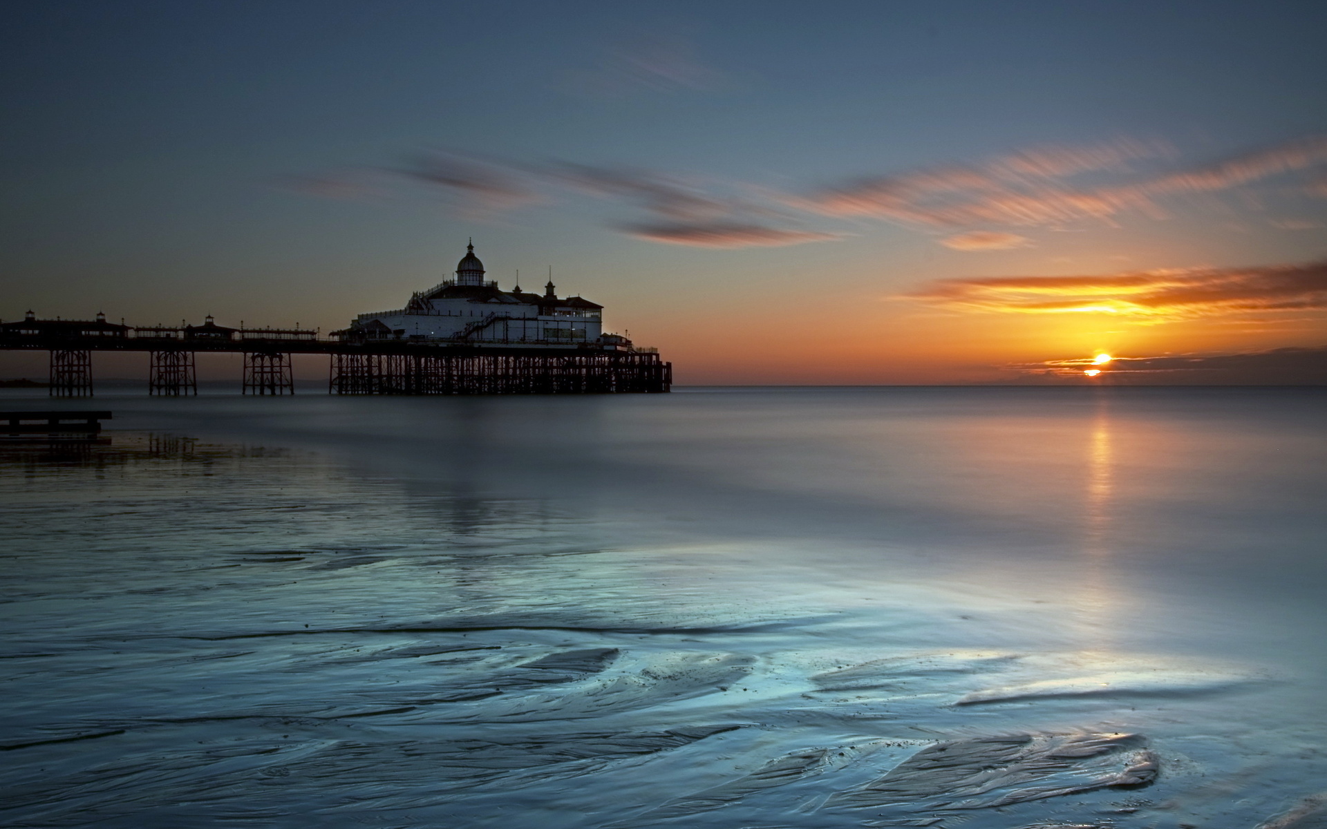 england, Eastbourne, Sea, Sunset, Landscape, Beaches, Ocean Wallpaper