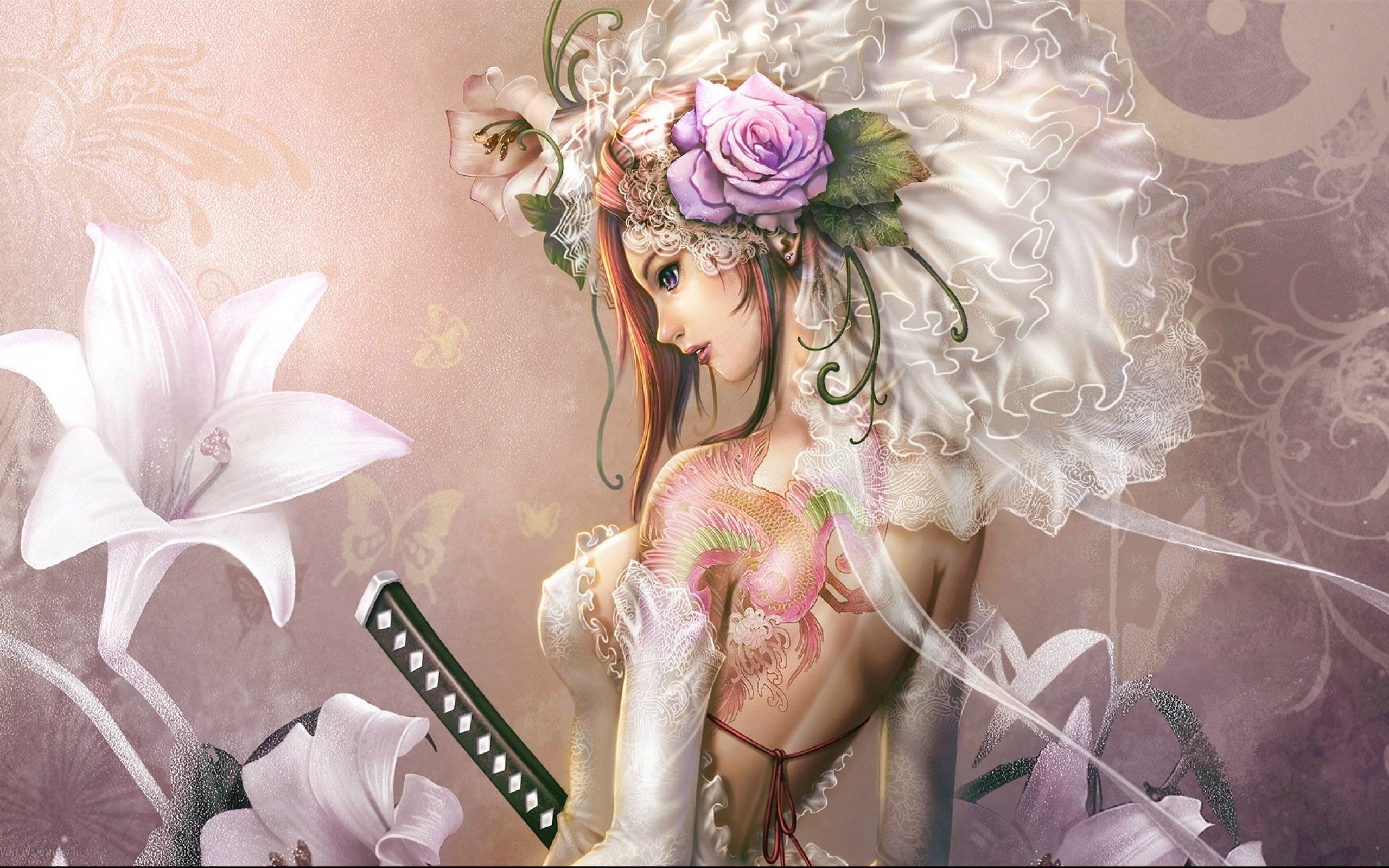 fantasy, Original, Art, Artistic, Artwork, Tattoo, Girls, Girl Wallpaper