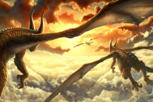 dragons, Clouds, Drawing