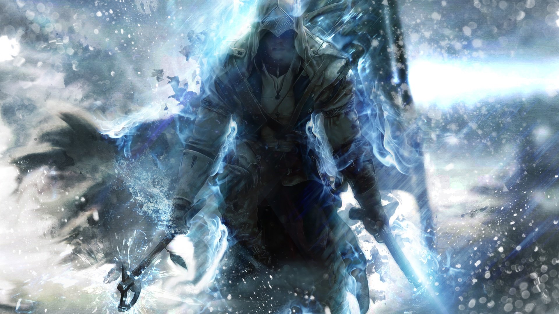 games, Assassins, Creed, 3, Blue Wallpaper