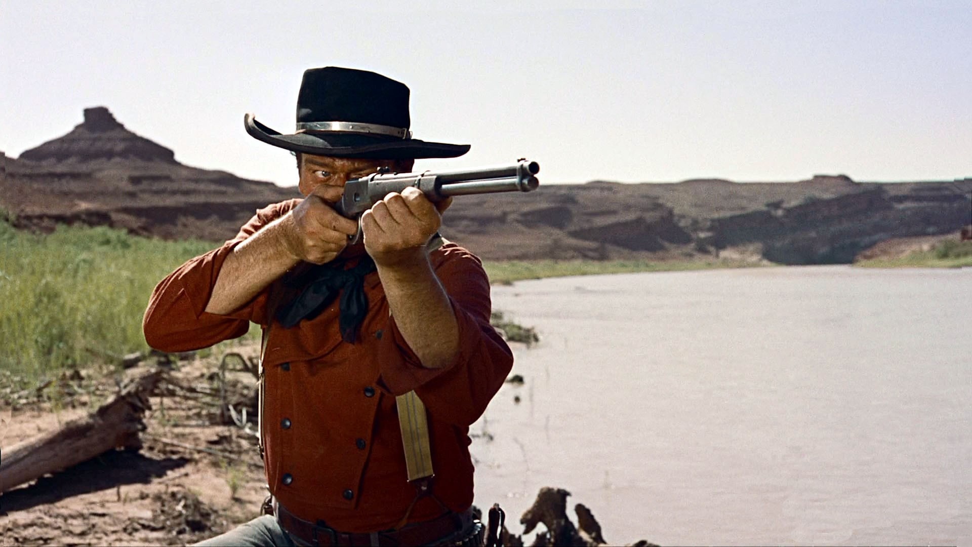 john, Wayne, Weartern, Movies, Weapons, Guns, Rifle, Cowboy, Men, Actor Wallpaper