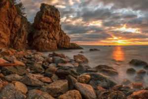 spain, Catalonia, Sea, Sunset, Landscape