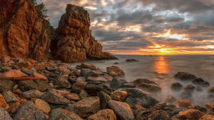spain, Catalonia, Sea, Sunset, Landscape HD Wallpaper Desktop Background