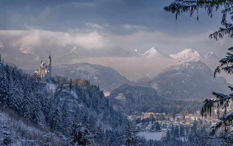 neuschwanstein, Castle, Bavaria, Germany, Winter HD Wallpaper Desktop Background