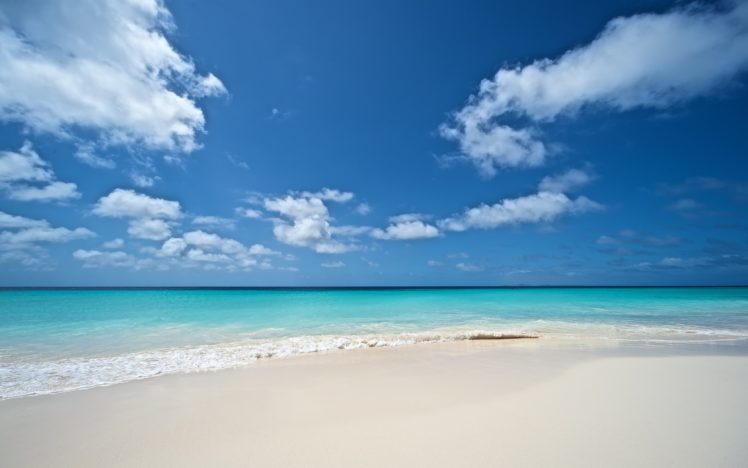 sky, Clouds, Sea, Waves, Sand, Summer, Beach HD Wallpaper Desktop Background