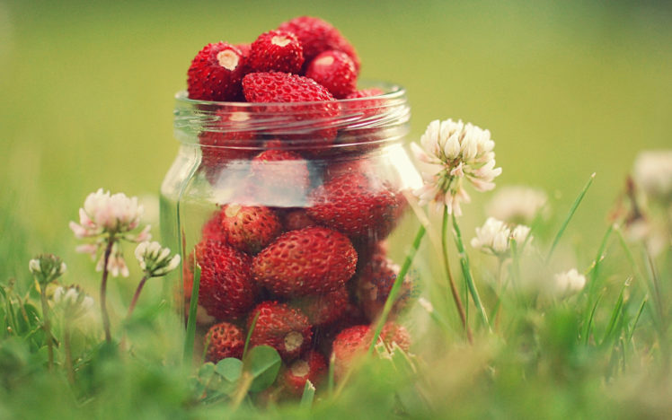 strawberries, In, A, Jar HD Wallpaper Desktop Background