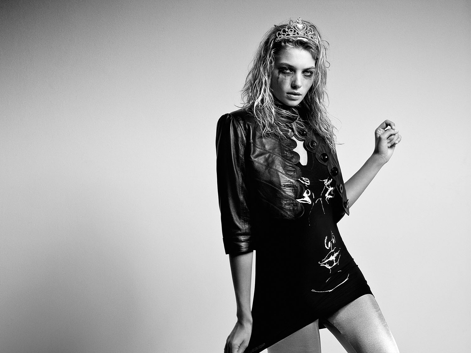 jessica, Hart, Blonde, Model, Women, Females, Girls, Fashion, Black, White, Monochrome Wallpaper