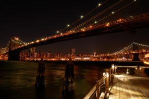 bridge, New, York, Night, Lights, City, View, Bridges