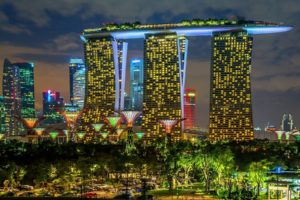singapore, Cities, Buildings, Skyscrapers, Night, Lights
