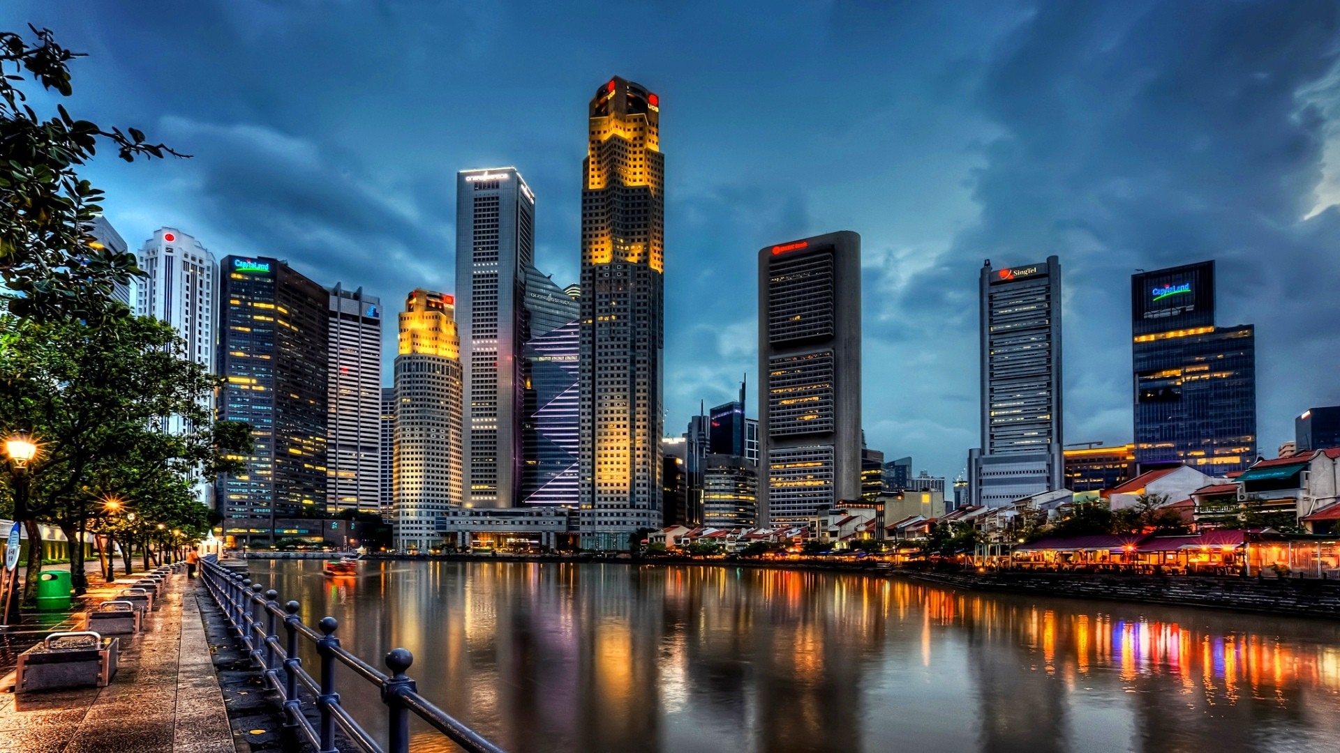 singapore, Harbor, Buildings, Skyscrapers, Reflection Wallpaper