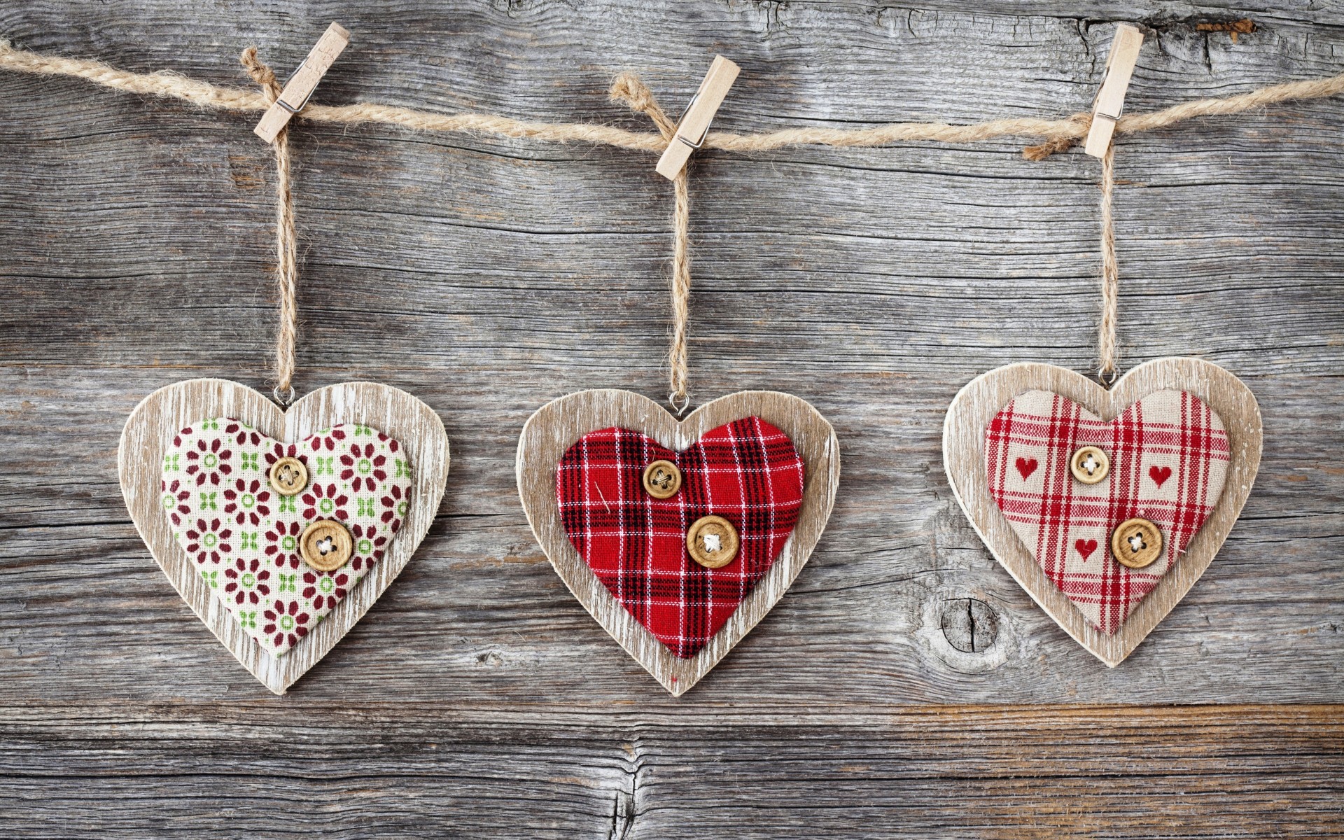 heart, Hearts, Wood, Fabric, Buttons, Clothespins, Rope, Love, Romance, Bokeh, Valentineand039s, Day Wallpaper
