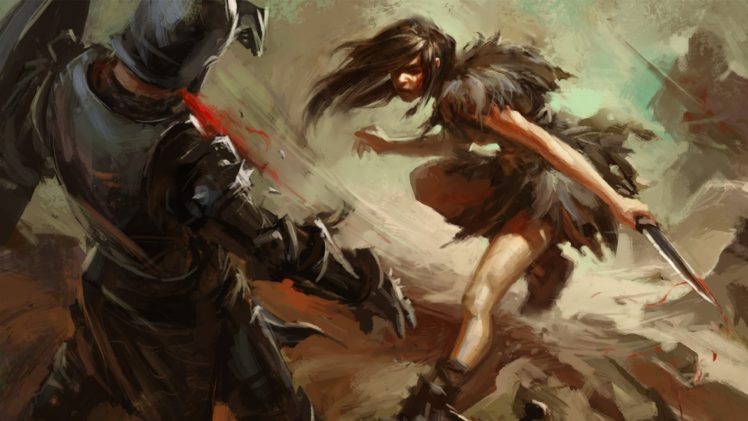 fantasy, Artwork, Art, Warrior, Women, Woman, Female, Battle, Fighting HD Wallpaper Desktop Background