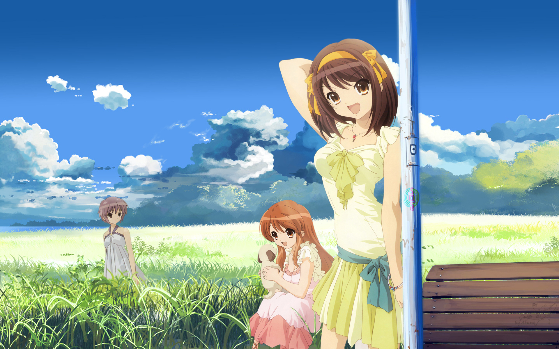 Asahina Mikuru Landscape Nagato Yuki Scenic Summer Dress Suzumiya Haruhi Suzumiya