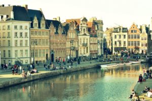 ghent, Belgium, City, Houses, Buildings, Water, Reflection, Bridge, Canal, Window, People