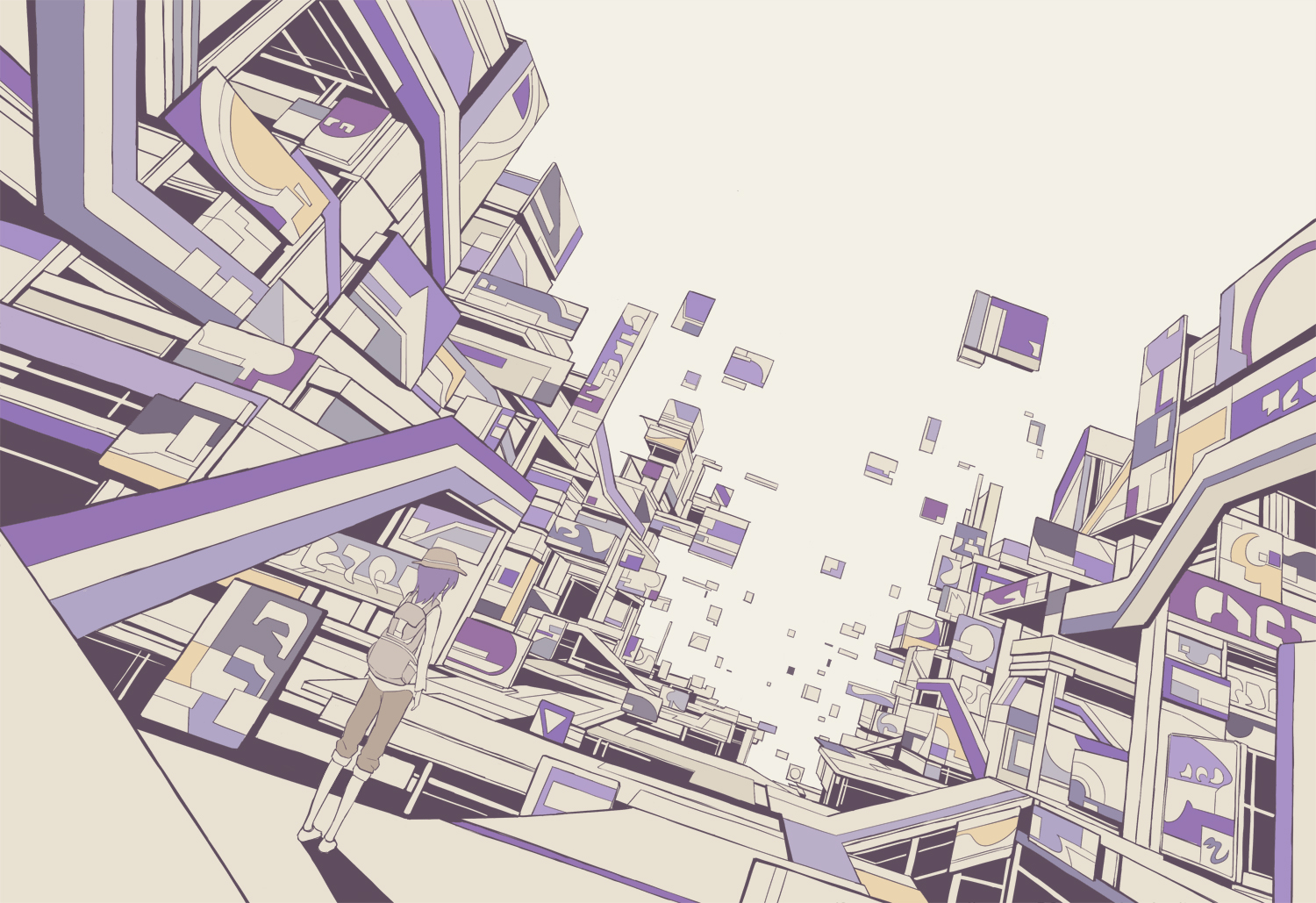 hat, Hebitsukai, Monochrome, Original, Purple, Hair, Scenic Wallpaper