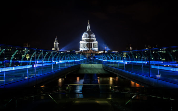 millenium, Bridge, Bridge, England, Thames, Night HD Wallpaper Desktop Background