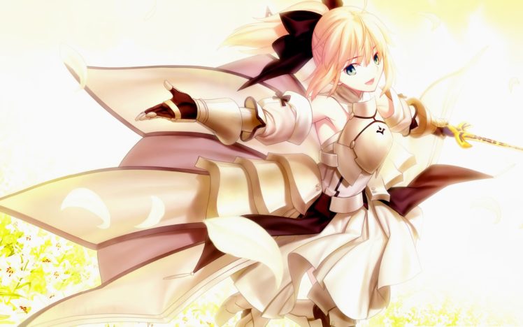 armor, Blonde, Hair, Bow, Dress, Fate, Stay, Night, Fate, Unlimited, Codes, Ponytail, Saber, Lily, Weapon HD Wallpaper Desktop Background
