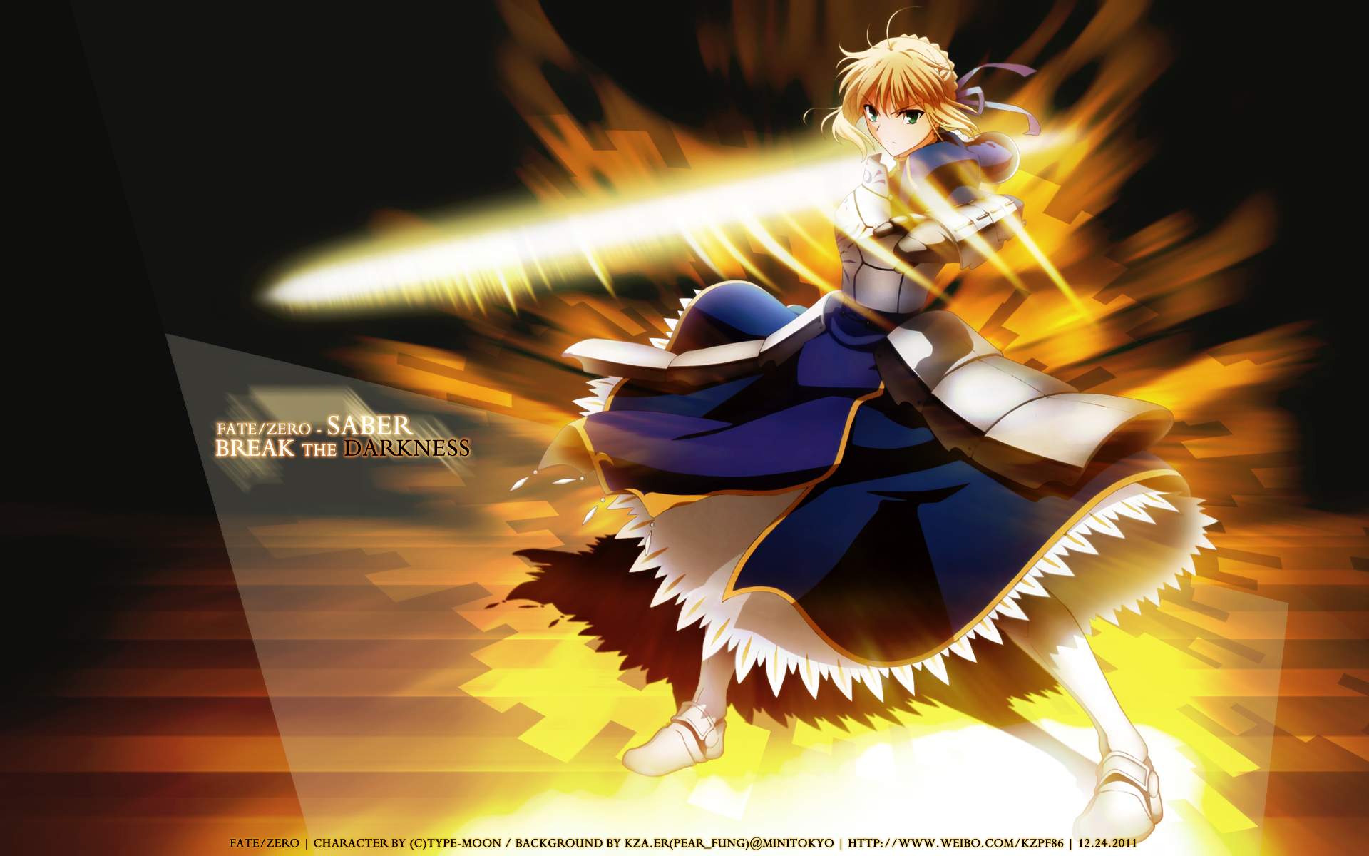 blonde, Hair, Dress, Fate, Stay, Night, Fate, Zero, Green, Eyes, Ribbons, Saber, Sword, Weapon Wallpaper