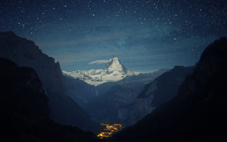 switzerland, Alps, Mountains, Night, Beautiful HD Wallpaper Desktop Background