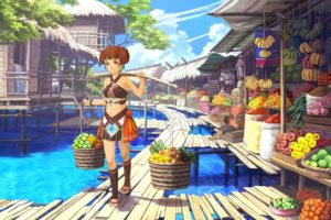 anime, Girl, Fruit, Basket, Island, Twater, Market