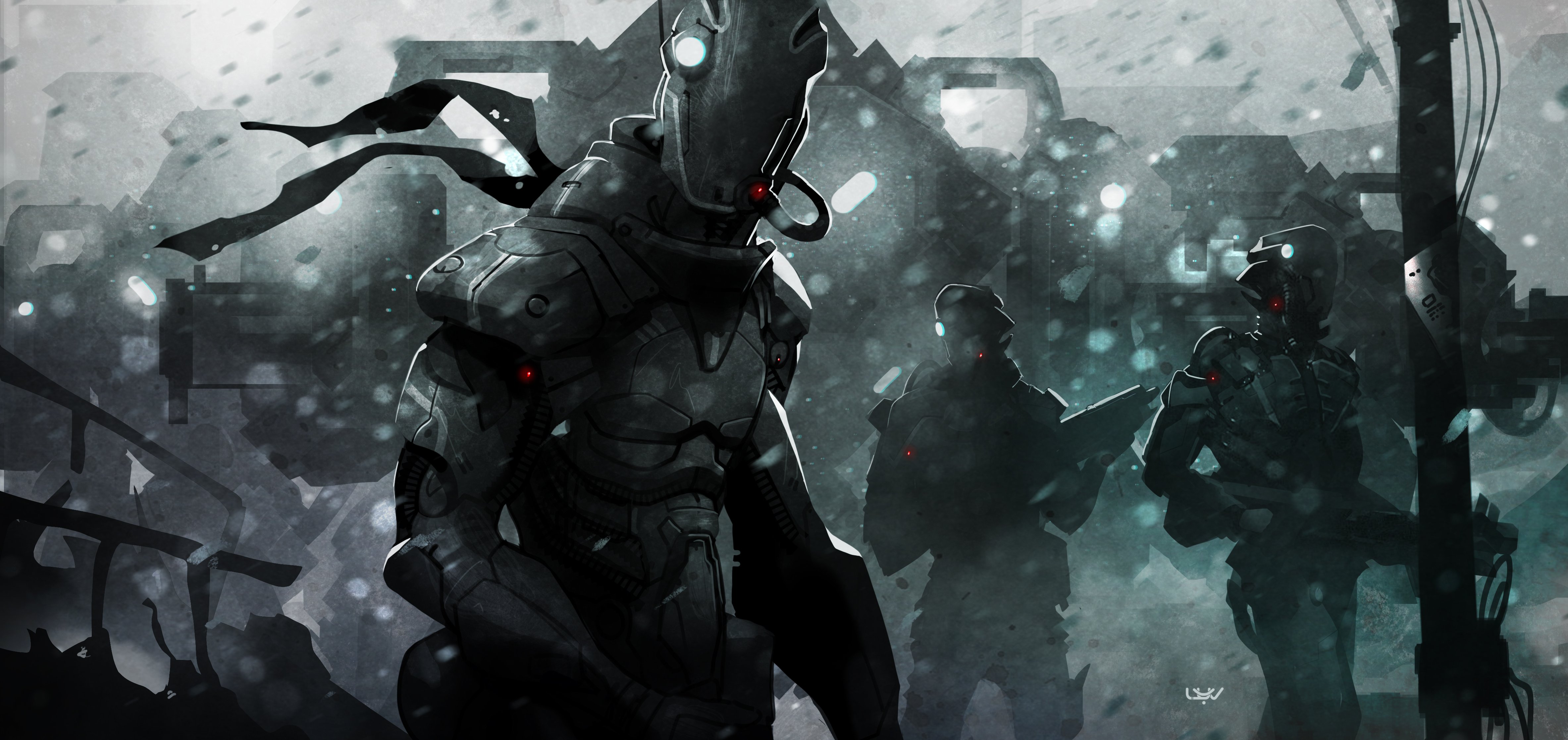 sci fi, Artwork, Art, Robot, Warrior, Df Wallpaper