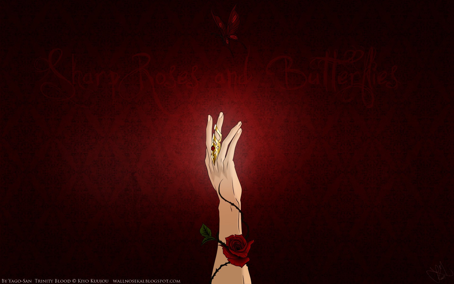 styles, Hand, Drawing, Butterfly, Rose, Spikes Wallpaper