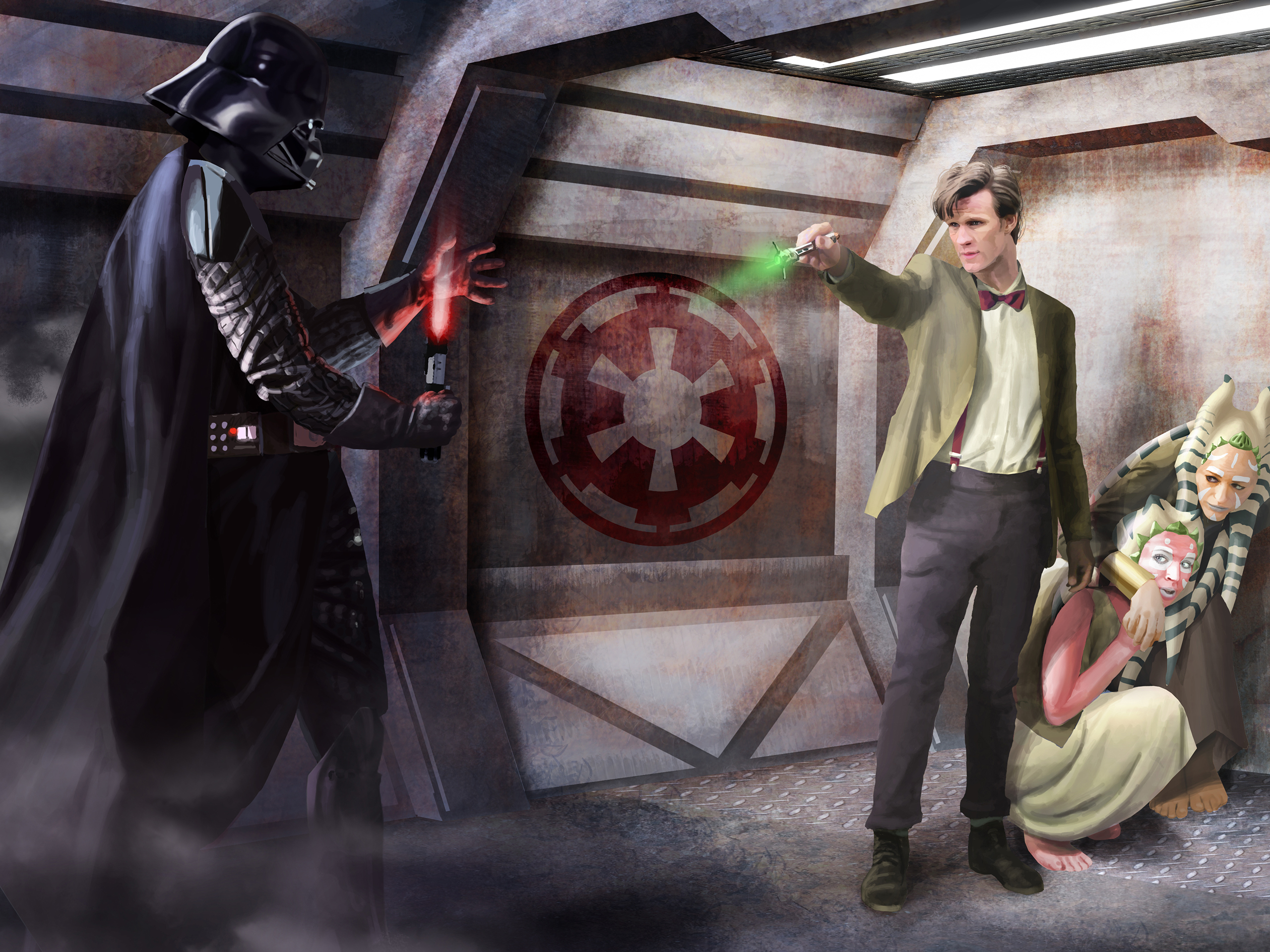 doctor, Who, Eleventh, Doctor, Sonic, Screwdriver, Star, Wars, Darth, Vader, Drawing Wallpaper