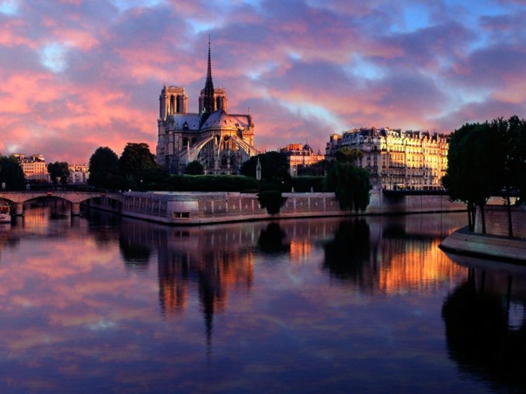 notre, Dame, At, Sunrise, Paris, France HD Wallpaper Desktop Background