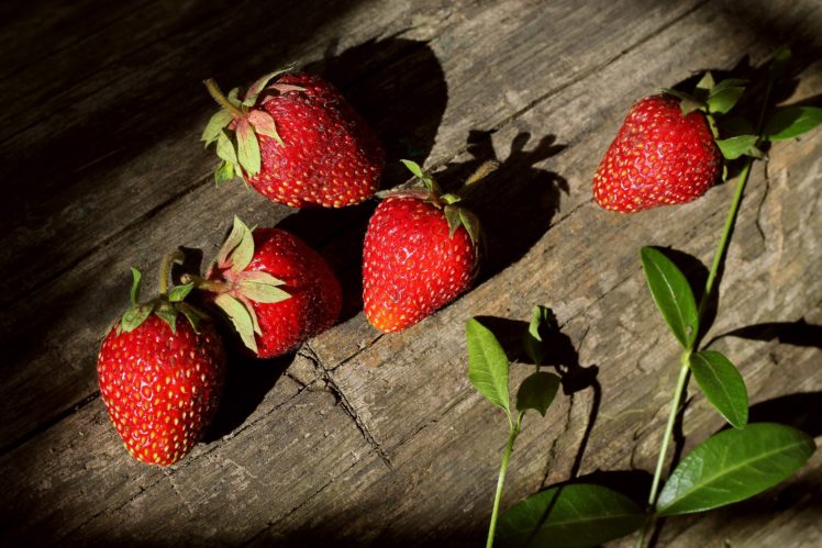 strawberry, Berries, Tasty, Delicious, Sunlight, Log, Wood, Summer HD Wallpaper Desktop Background