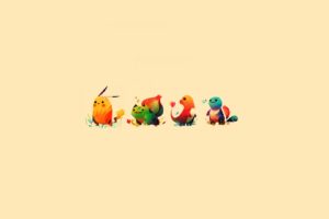 pokemon, Minimalistic, Bulbasaur, Pikachu, Squirtle, Sepia, Backgrounds, Charmander, Starter