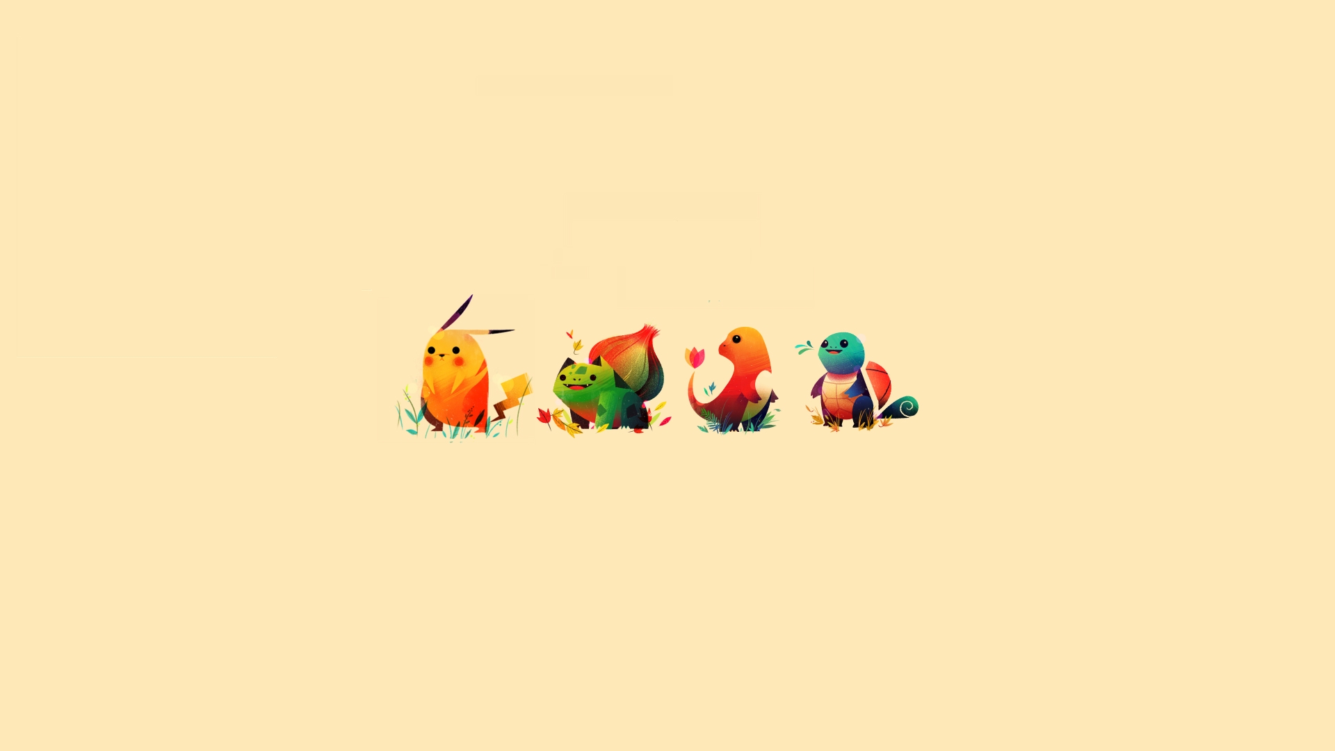 pokemon, Minimalistic, Bulbasaur, Pikachu, Squirtle, Sepia, Backgrounds, Charmander, Starter Wallpaper