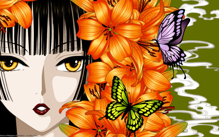 butterfly, Clamp, Close, Flowers, Ichihara, Yuuko, Japanese, Clothes, Vector, Xxxholic HD Wallpaper Desktop Background